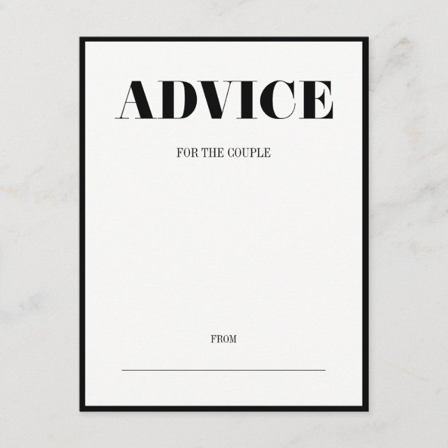 Modern Bold Bröllop Advice Card Rådkort (Framsida)