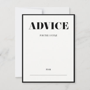 Modern Bold Bröllop Advice Card Rådkort