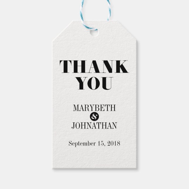 Modern Bold Bröllop Tack Märkre Presentetikett (Framsidan)