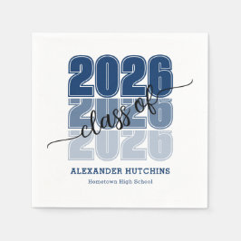 Modern Bold Class 2026 Navy Blue Graduation Party Pappersservett