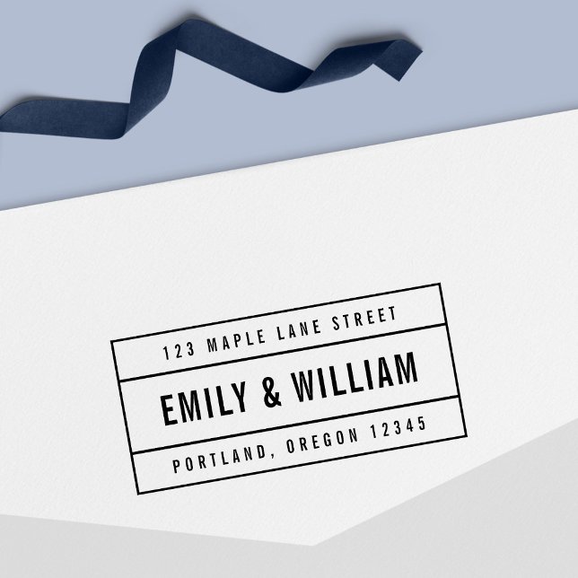 Modern Bold Couple Namn Returadress vid gränsen Självfärgande Stämpel (Skapare uppladdad)