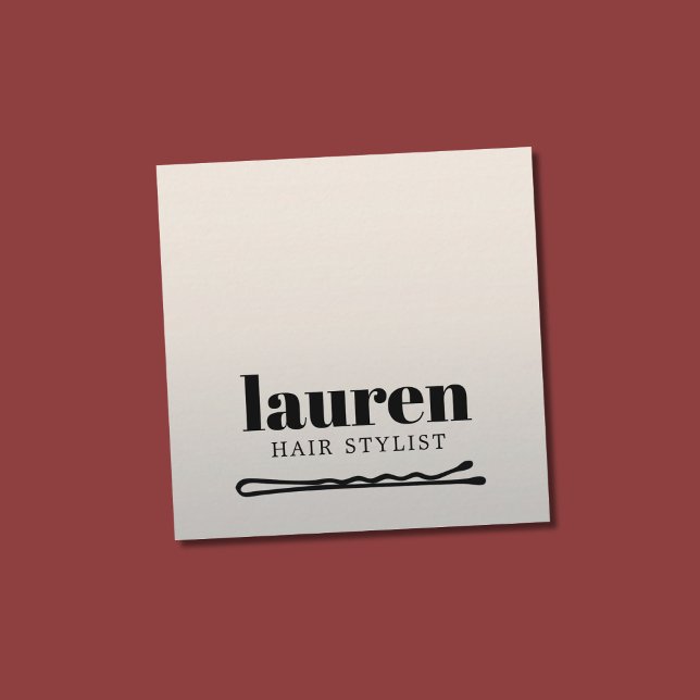 Modern Bold Faux Silver Black Bold Bobby Pin Hair Fyrkantigt Visitkort (Skapare uppladdad)