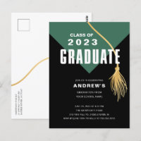 Modern Bold Grönt Grad Cap Studenten vykort