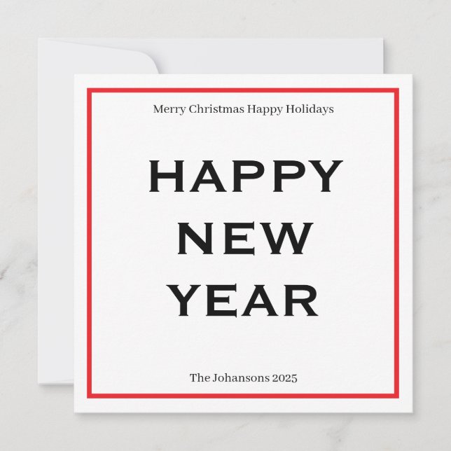 Modern Bold Holiday Card | Custom Text Minimalist  Julkort (Framsida)