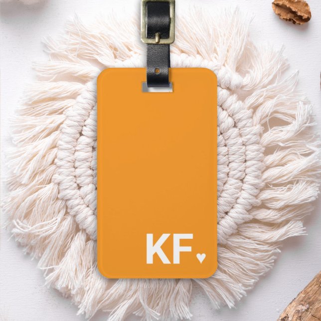 Modern Bold Initial Monogram Heart Personalized Bagagebricka (Skapare uppladdad)