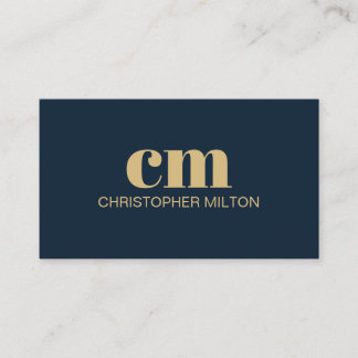 Modern Bold Monogram QR code Navy Blue Consultant Visitkort