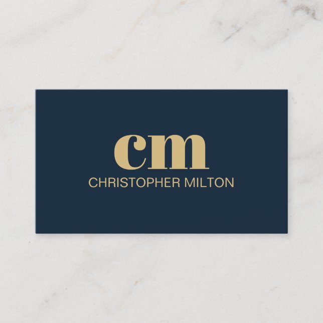 Modern Bold Monogram QR code Navy Blue Consultant Visitkort (Framsida)