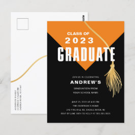 Modern Bold Orange Grad Cap Studenten vykort