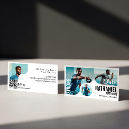 Modern Bold Personal Trainer Fitness Photos QR Visitkort