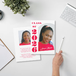 Modern Bold Pink Script Graduation Announcement Inbjudningar