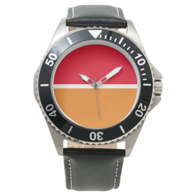 Modern Bold Red Orange White Färg Block Armbandsur (Framsida)