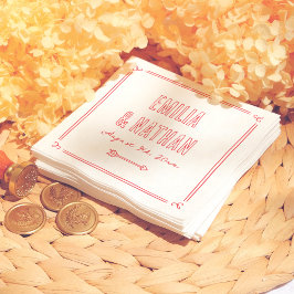 Modern Bold Retro Hand Drawn Cupid Wedding Pappersservett