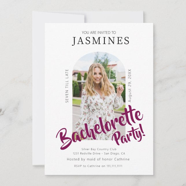 modern bold script  photo bachelorette Invitation  Inbjudningar (Framsida)