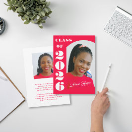 Modern Bold Script Pink Graduation Announcement Inbjudningar