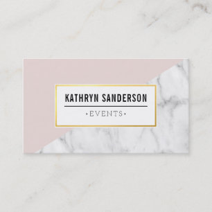 MODERN BOLD VINKLA guld logotyp rosa grått marble Visitkort