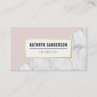 MODERN BOLD VINKLA guld logotyp rosa grått marble Visitkort