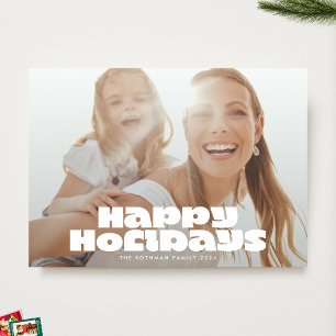 MODERN BOLD White Typography Photo LYCKLIG jul Julkort