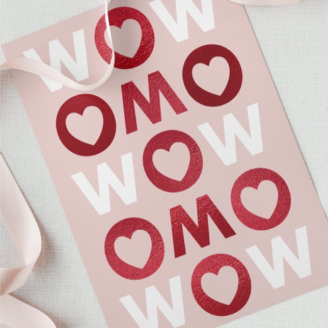 Modern BOLD WOW MAMMA Faux Foil Mors dag Card Kort (Skapare uppladdad)