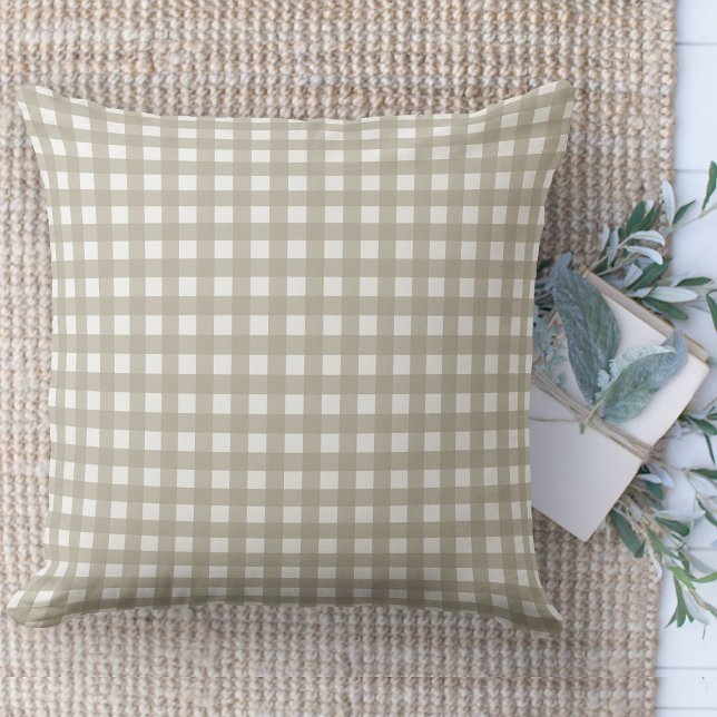 Modern bondhus Beige och White Gingham Play Kudde (throw pillow farmhouse pillows country beige and white plaid throw pillow )
