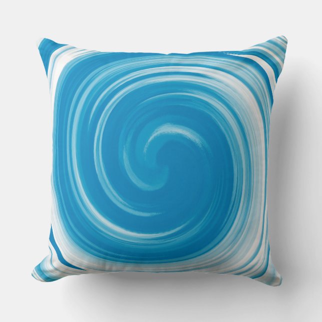 Modern Bondi blue Swirl Abstrakt Art Kudde (Framsida)