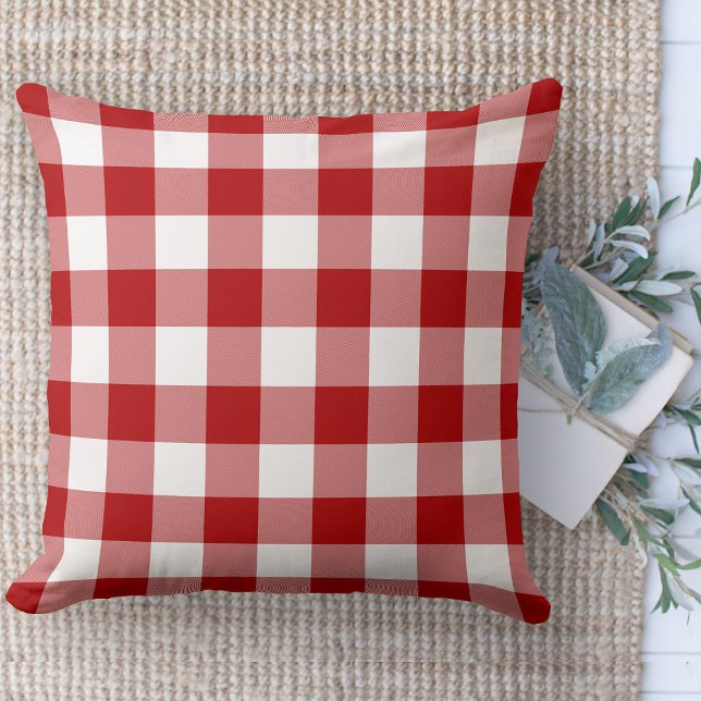 Modern bonhouse Red & White Buffalo Play Couch Kudde (Modern farmhouse throw pillow red and white buffalo plaid couch pillow )