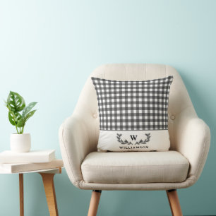 Modern bonhouse Stil Black White Monogrammed Kudde