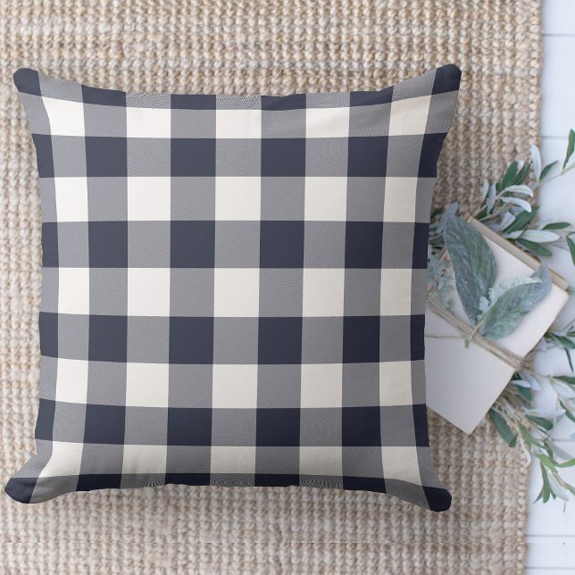 Modern bonhus Blue & White Buffalo Play Couch Kudde (Modern farmhouse throw pillow blue and white buffalo plaid couch pillow )