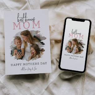 Modern Bonus Mamma Photo Mors dag Helgdag Card Julkort