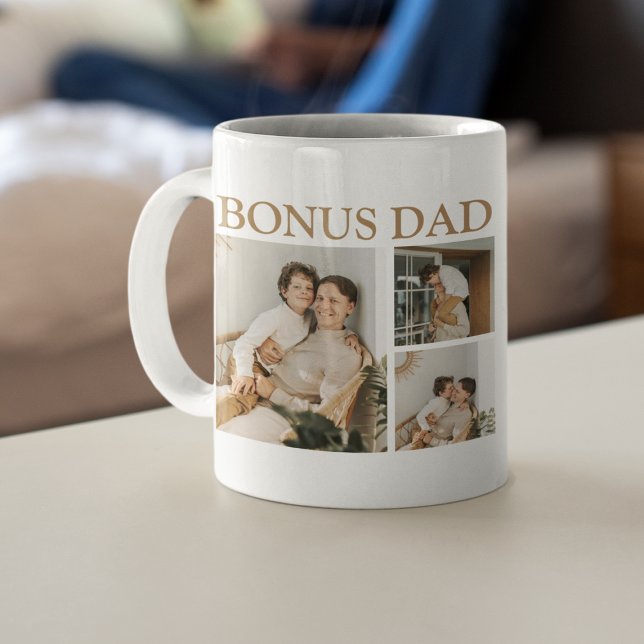 Modern Bonus Pappa | 6 Foto Collage Kaffemugge Kaffemugg (Skapare uppladdad)