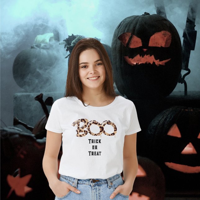Modern Boo & Bus eller godis Halloween T Shirt (Skapare uppladdad)