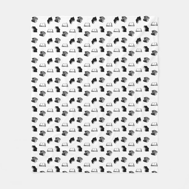 Modern Bookish Bibliophile Bok Mönster Fleecefilt (Framsidan)
