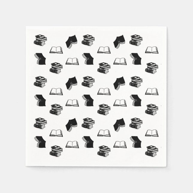 Modern Bookish Bibliophile Bok Mönster Pappersservett (Framsidan)