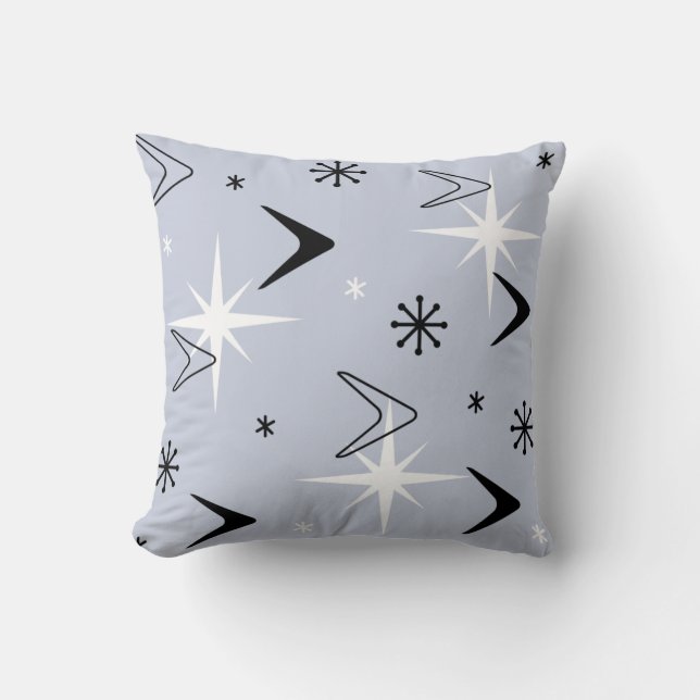 Modern Boomerangs Silver Blue Kudde (Framsida)