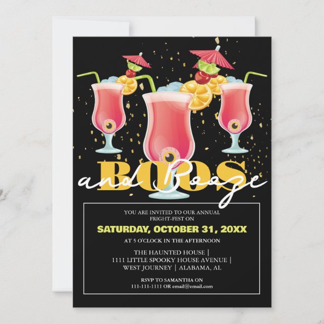 Modern Boos och sprit Halloween Cocktailfest Inbjudningar (Framsida)
