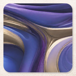 Modern Bord-blå Lila och Guld Underlägg Papper Kvadrat