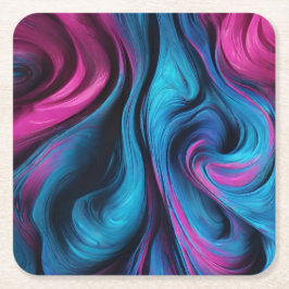 Modern Bord - Blå och Rosa- Underlägg Papper Kvadrat