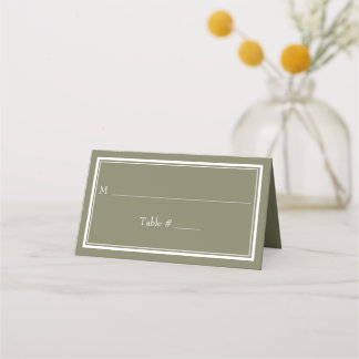 Modern Bord Minimalistisk Grön Bröllop Placeringskort