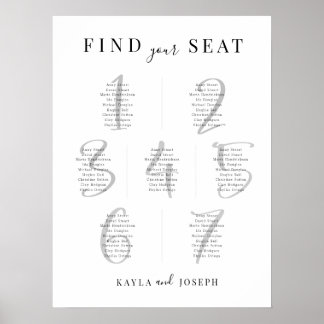 Modern Bord-skylt för sätesdiagram i Bröllop 7 Poster
