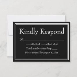 Modern Border Minimalist Svart Tack Kort