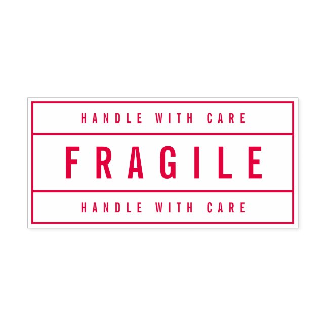 Modern Bordered Bold Handle With Care Fragile Självfärgande Stämpel (Design)