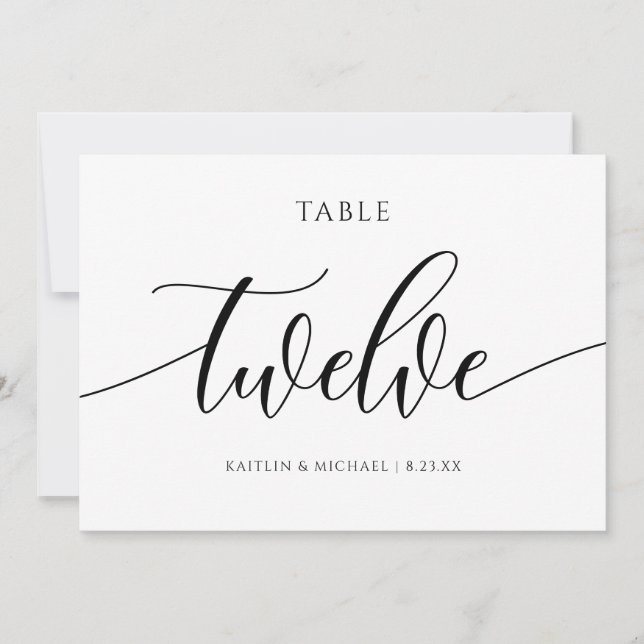 Modern Bordsnummer Calligraphy - 12 (Framsida)