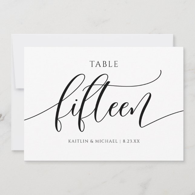 Modern Bordsnummer Calligraphy - 15 (Framsida)