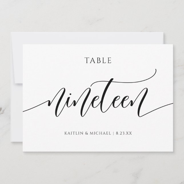 Modern Bordsnummer Calligraphy - 19 (Framsida)