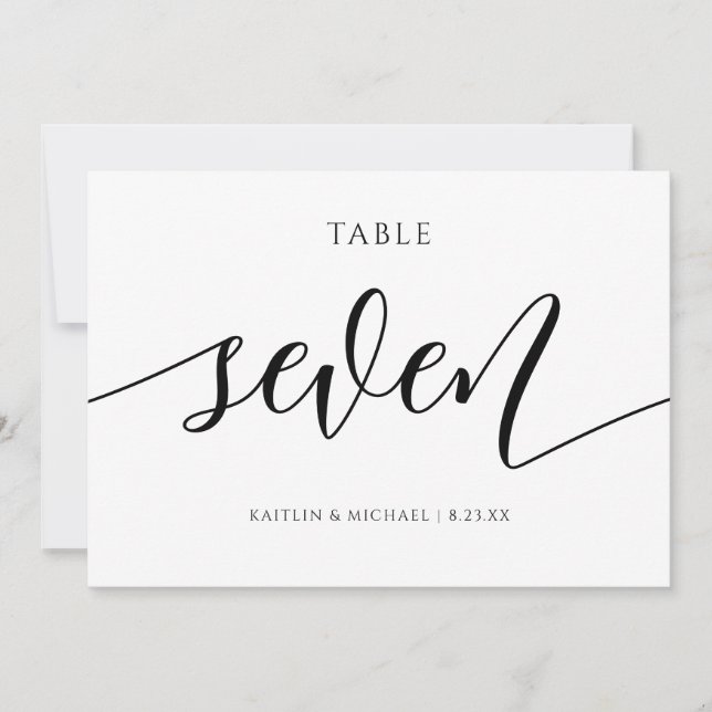 Modern Bordsnummer Calligraphy - Bröllop - 7 (Framsida)