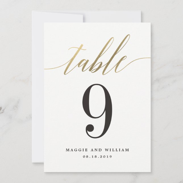 Modern Bordsnummer Card Faux Guld (Framsida)