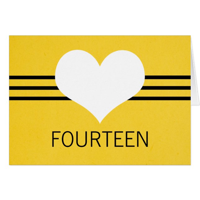 Modern Bordsnummer Card, Gult Hälsningskort (Framsidan Horizontal)