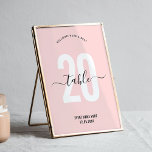 Modern Bordsnummer för  Rosa Elegant<br><div class="desc">Avsluta av din privat- eller affärshändelsenord med elegantens bordsnummer för rosa. Det här feminina bordsnumret-kortet har ett stort nummer i blek rosa och elegant calligraphy typsnitt, underbar till använda för din företagsfunktion, välgörenhetsfinansierare, årsmiddag eller bröllopsmottagning. Den här snyggten kommer att kostym alla tillfälle! Du kan redigera all text och färg...</div>