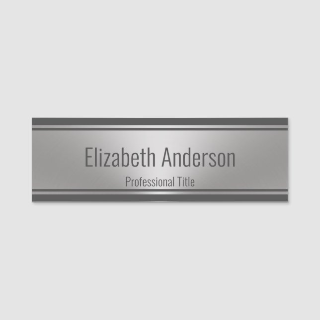 Modern borstad Metall Titta med Professionell rubr Namnbricka (Framsida)