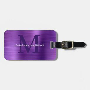 Modern borstad, Metallic Violet Monogram Bagagebricka
