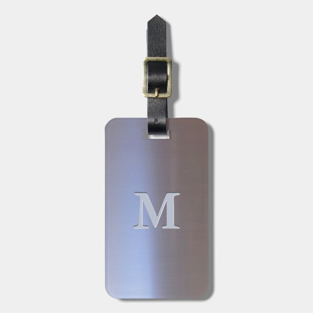 Modern borstad Monogram för metallLook S01 Bagagebricka (Vertikal Framsida)